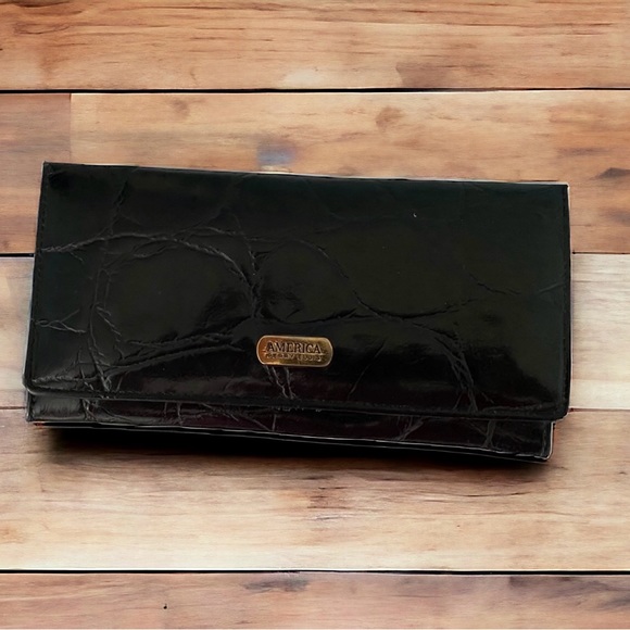 Perry Ellis black leather wallet, gorgeous and like new! Vintage - Picture 1 of 5